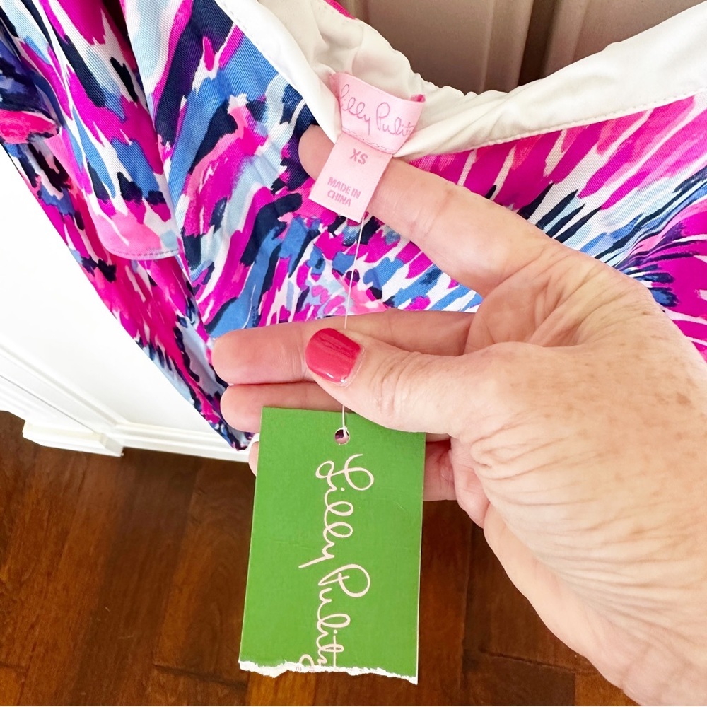 Lilly Pulitzer Amante Women’s Pink Neon One Shoulder Cocktail Coastal Beach‎ NWT - Picture 9 of 13